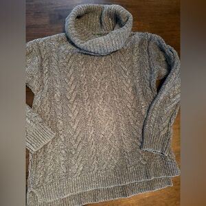 Ralph Lauren Gray Cable Knit Turtleneck Sweater